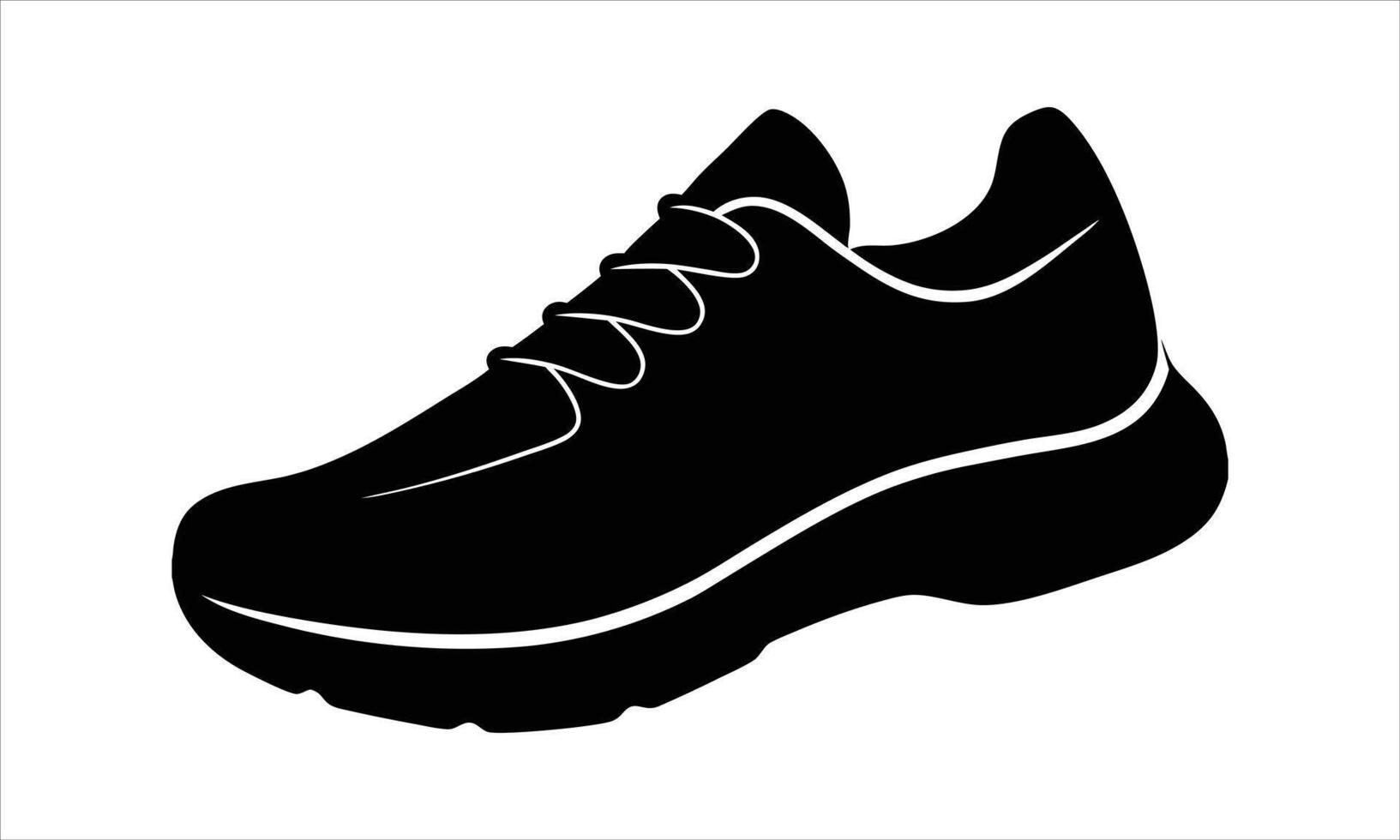 Stylish black running shoe silhouette design vector