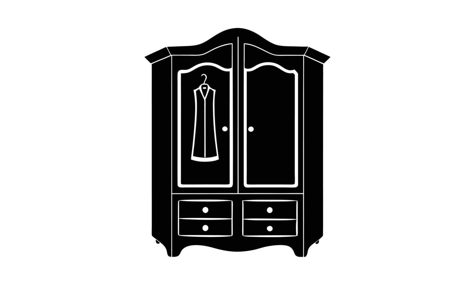 Antique wardrobe silhouette classic clothing storage vector