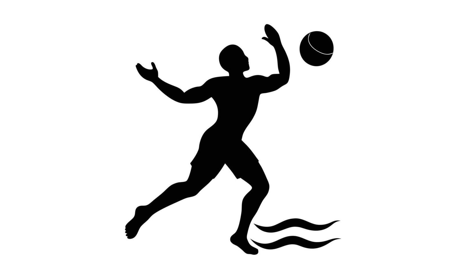 Silhouette of a man playing beach volleyball vector