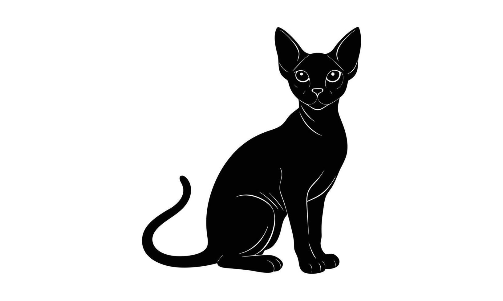 Elegant black sphynx cat silhouette sitting vector