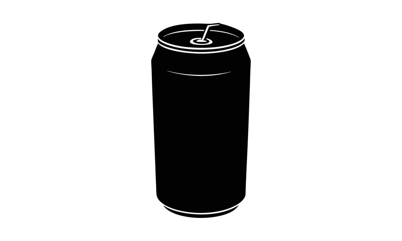 Aluminum can soda drink beverage refreshment silhouette vector