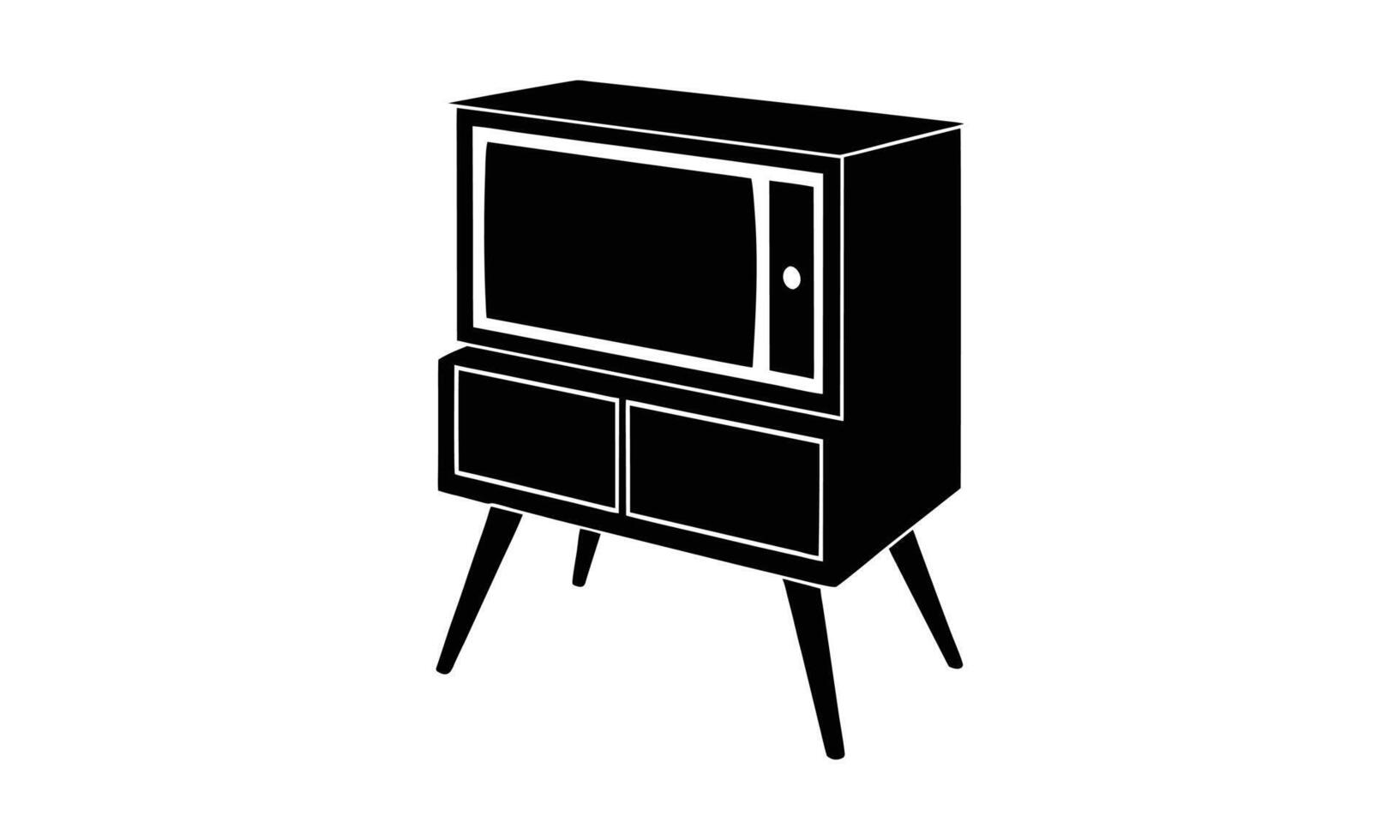 Retro television console mid century modern design vector