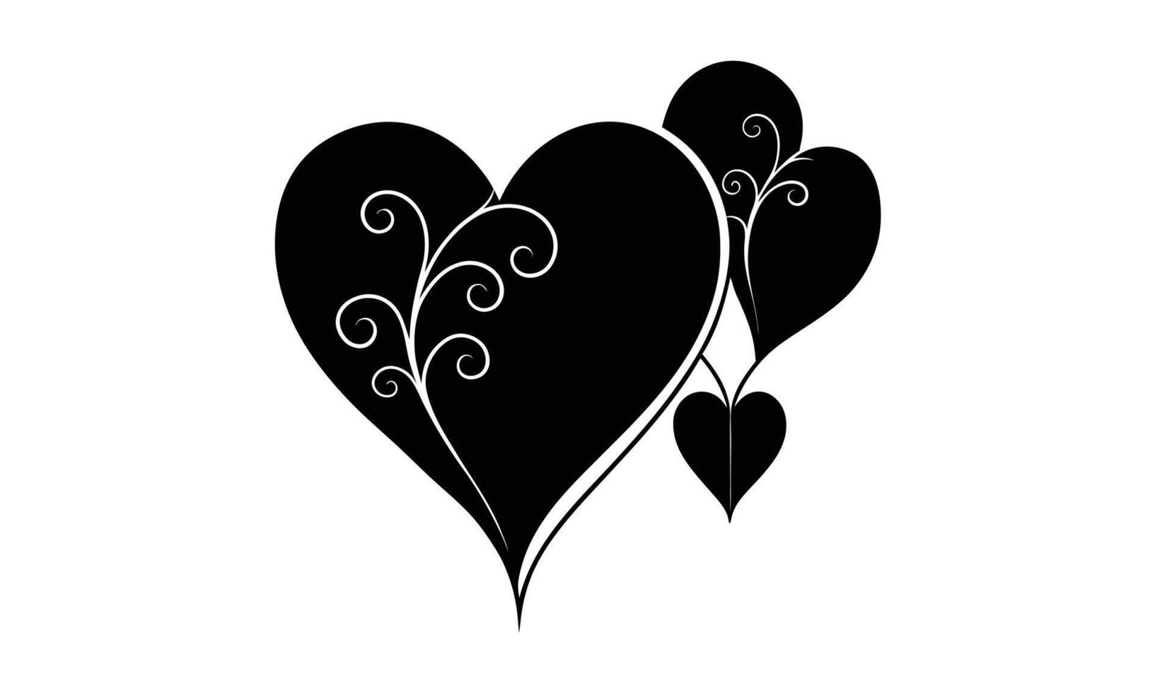 Elegant black hearts romantic design valentines day vector