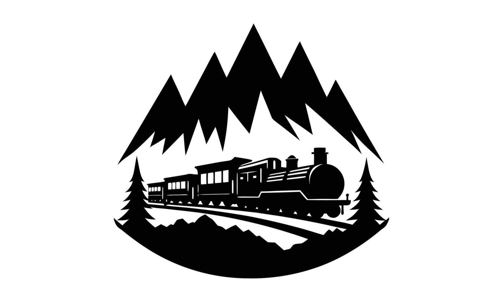 Mountain railroad train landscape scenic view vector