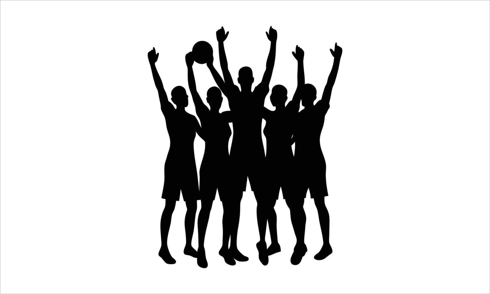 Winning team celebrating victory silhouette vector