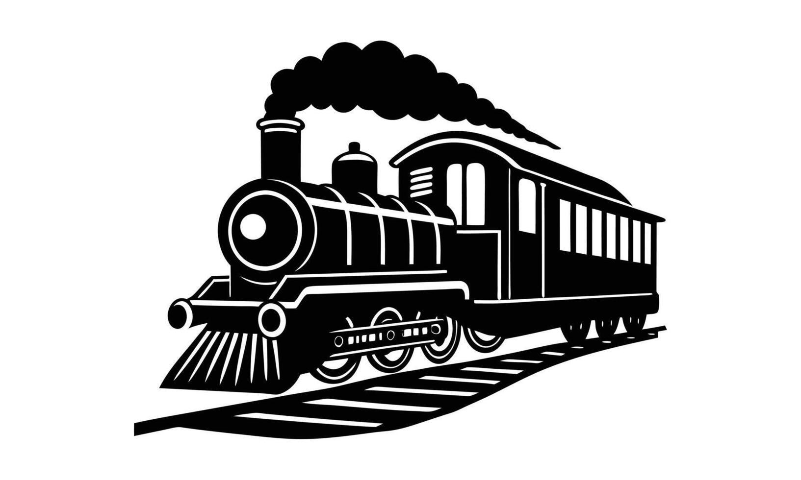 Vintage steam train locomotive railroad journey vector