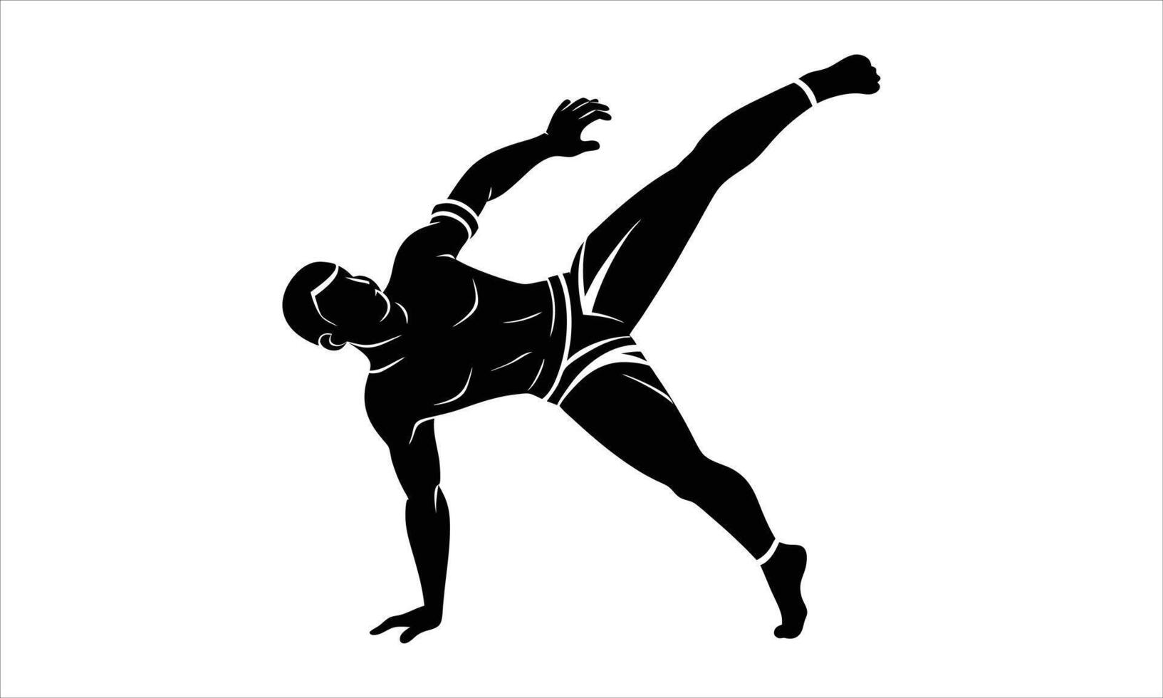 Athletic man silhouette dynamic pose fitness exercise vector