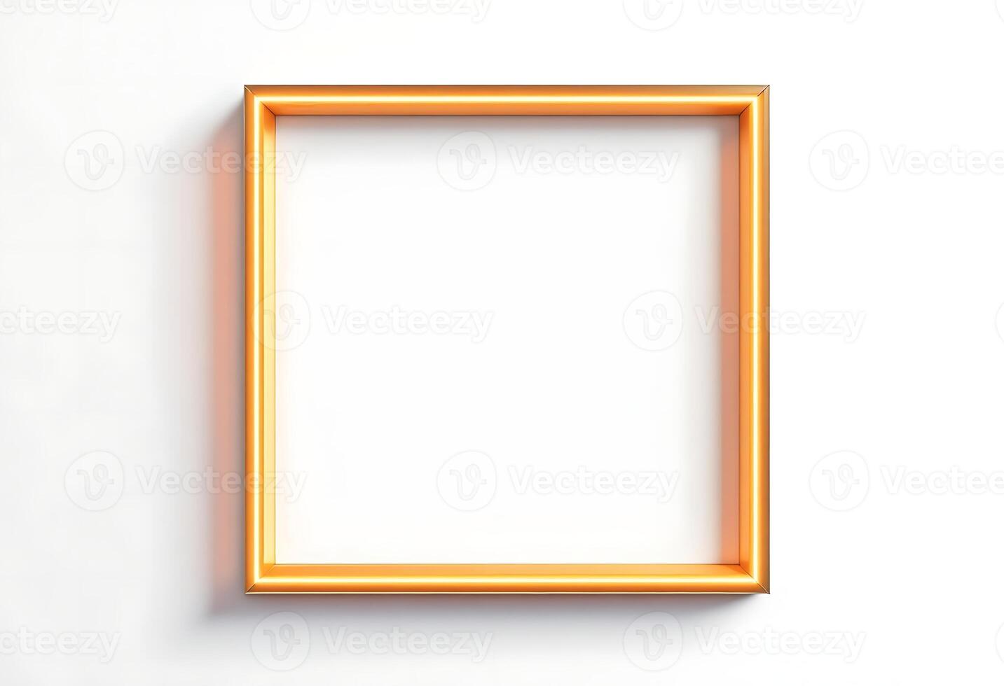 Isolated Gold Square Frame on White Background for Product Display photo