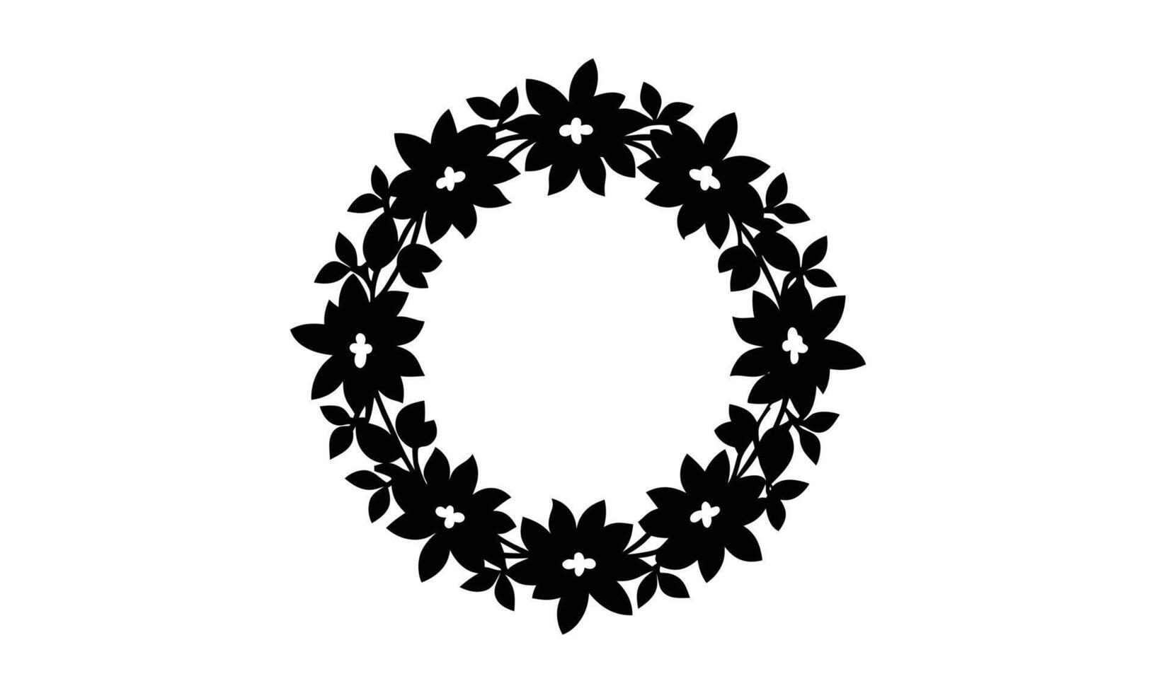 Elegant black floral wreath frame design element vector