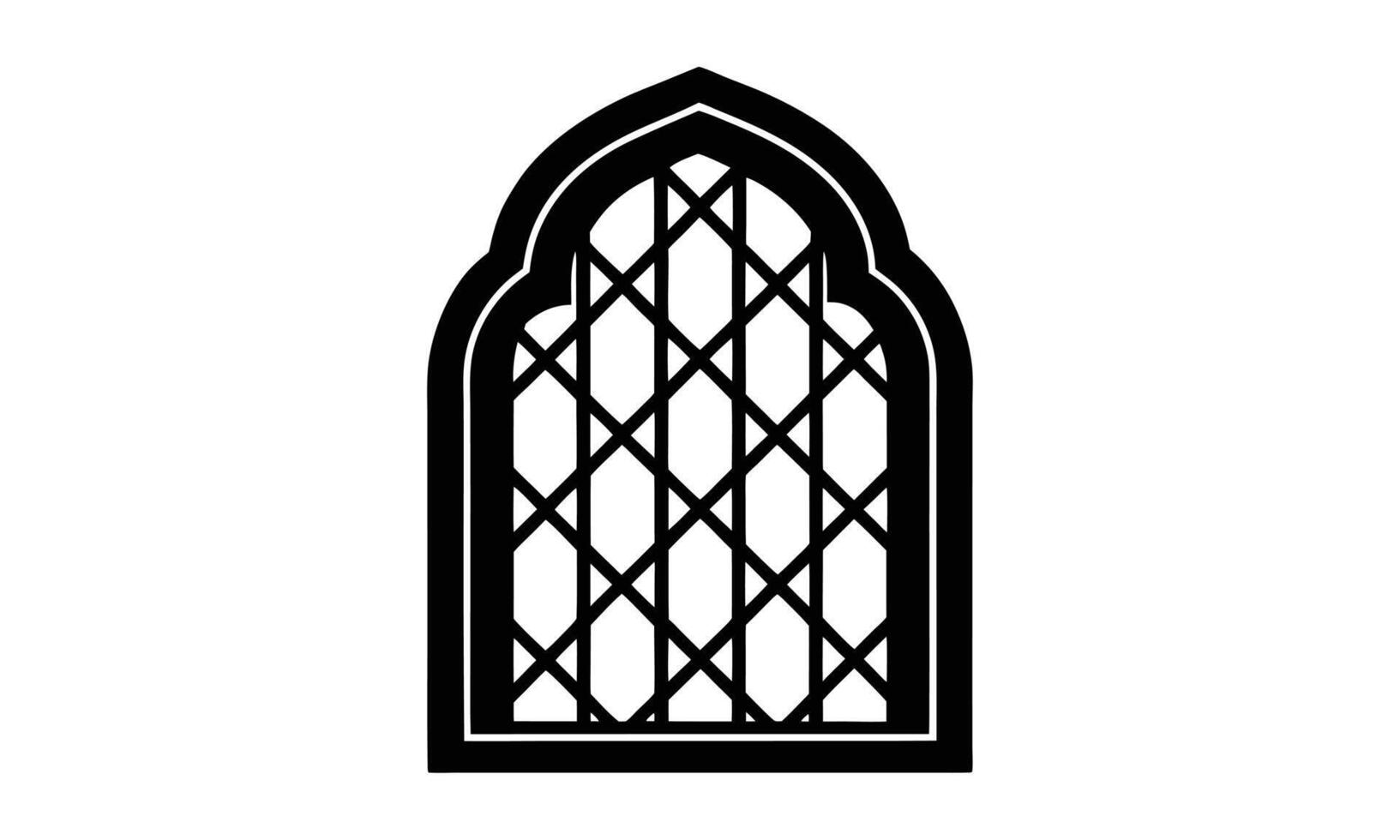 Elegant arch window design islamic style geometric pattern vector