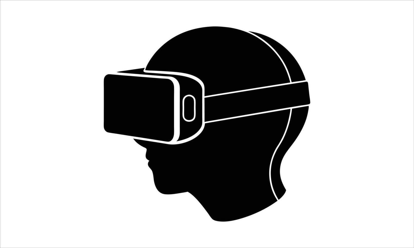 Person wearing virtual reality headset silhouette vector
