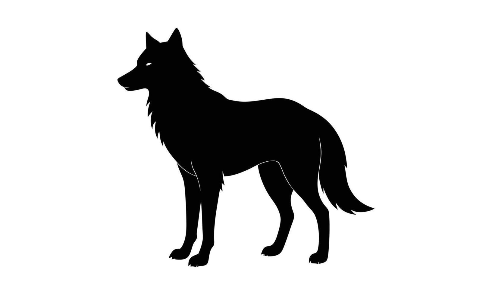 Majestic wolf silhouette standing profile view vector