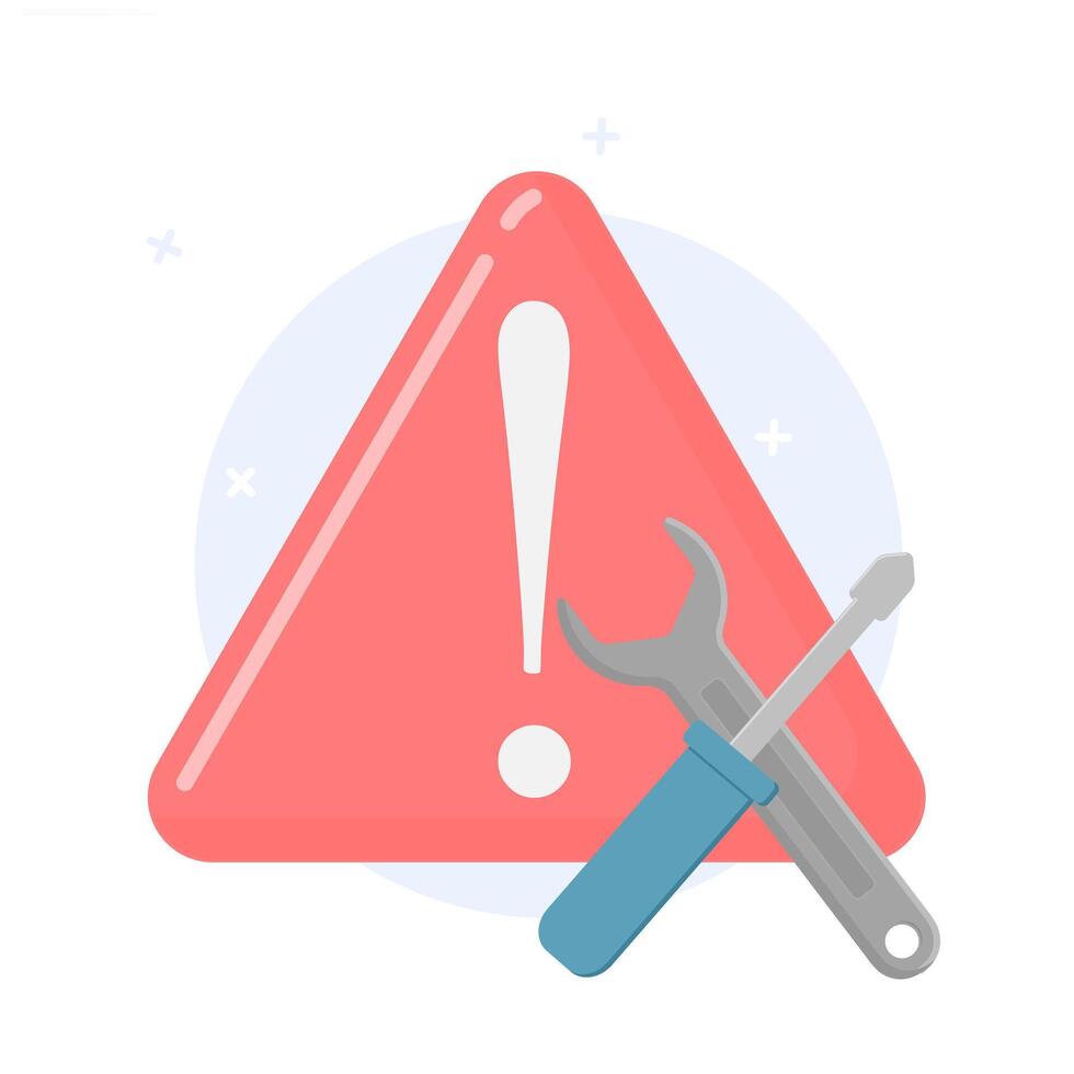 Illustration of Repair Tools and Warning Signs. Website Concept in Maintenance. vector