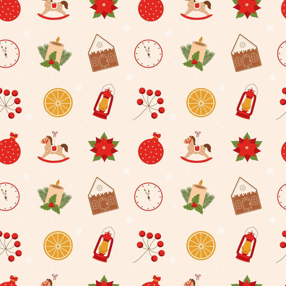 Seamless pattern with christmas and winter elements. Christmas seamless pattern. vector