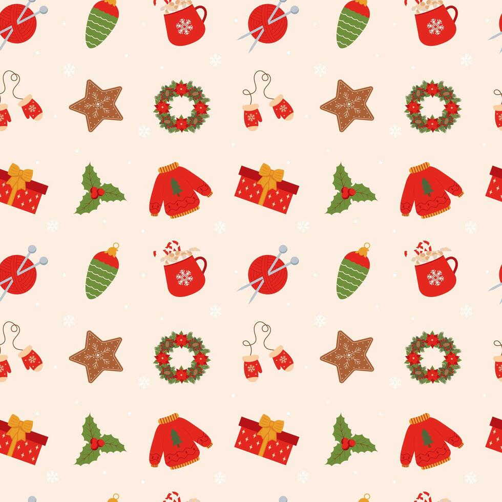 Pattern seamless with Christmas illustrations. Seamless pattern with christmas and winter elements. vector