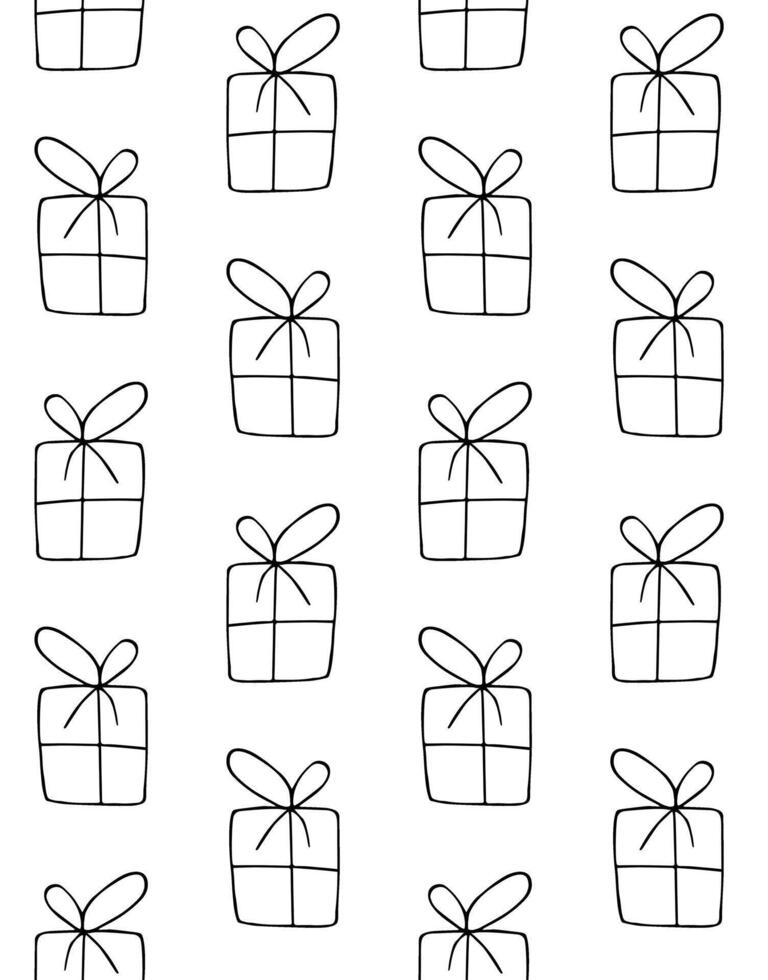 Seamless pattern of hand drawn doodle sketch present isolated on white background vector