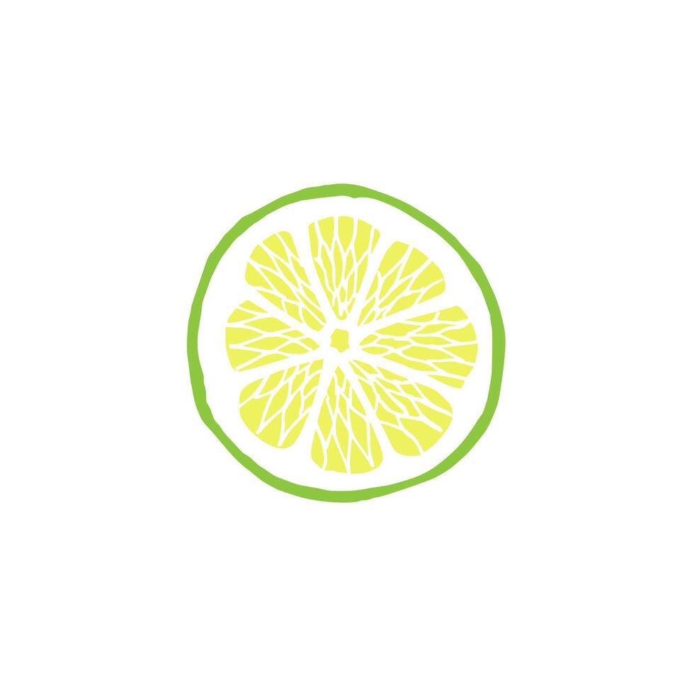 Hand drawn doodle sketch lime slice isolated on white background vector
