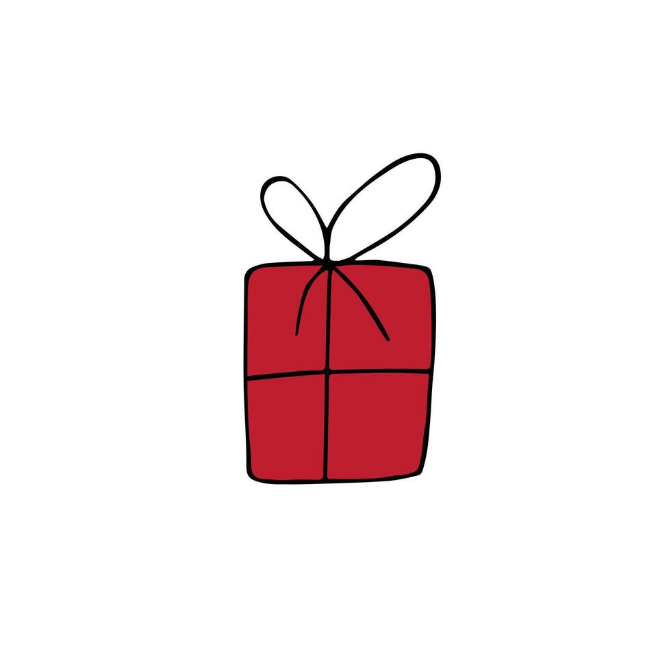 Hand drawn doodle sketch present isolated on white vector