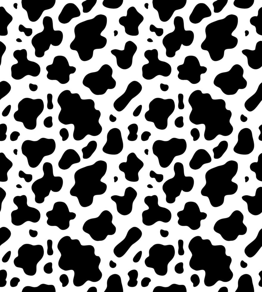 Seamless pattern of black cow fur print isolated on white background vector