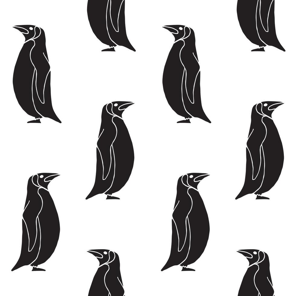 Seamless pattern of hand drawn doodle sketch penguin isolated on white vector