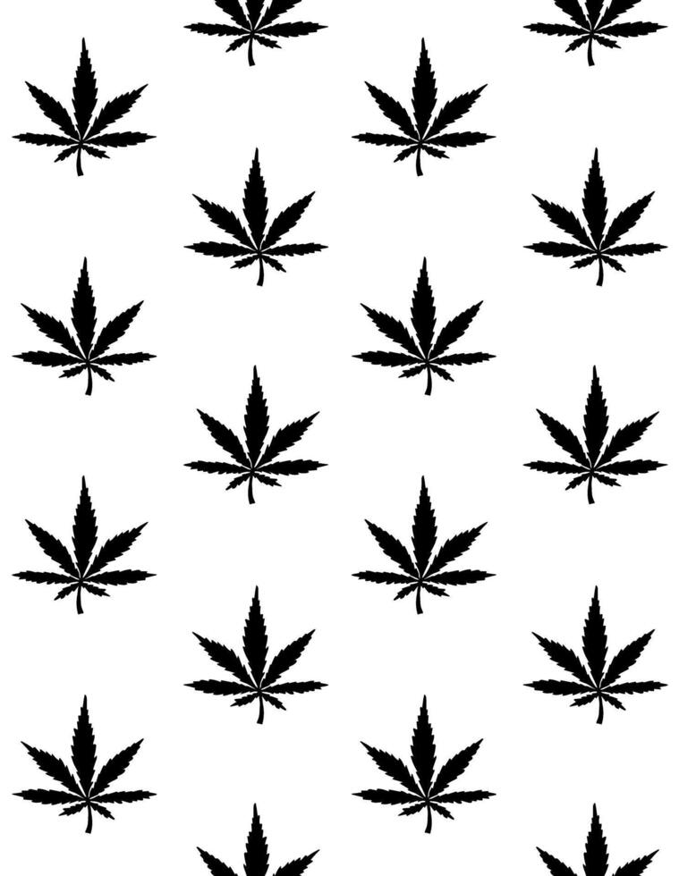Seamless pattern of doodle sketch hemp cannabis isolated on white background vector