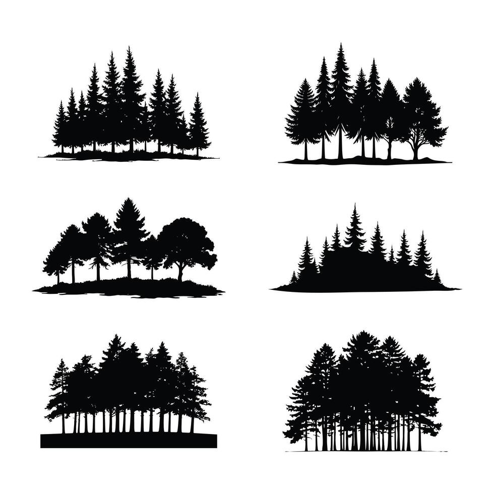 Set of trees silhouettes vector