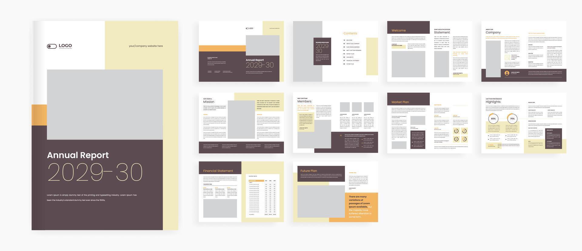 clean Annual report brochure design template vector