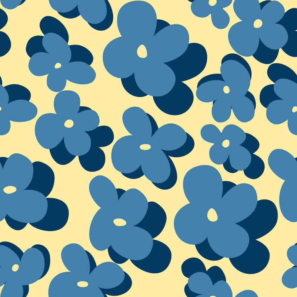 Hand drawn floral pattern, bold stylized flower seamless design for fabric, digital paper vector