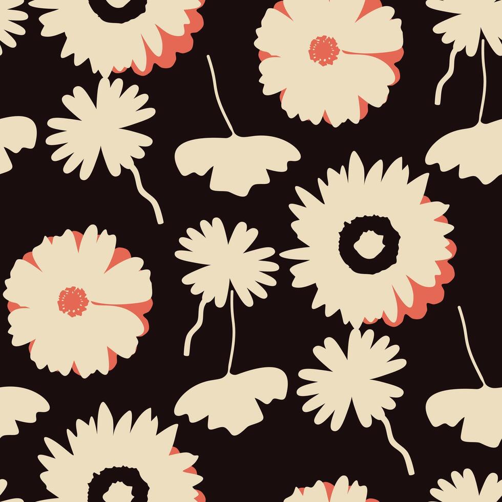 Hand drawn seamless floral pattern, Stylized abstract flower design for textile, home decor vector