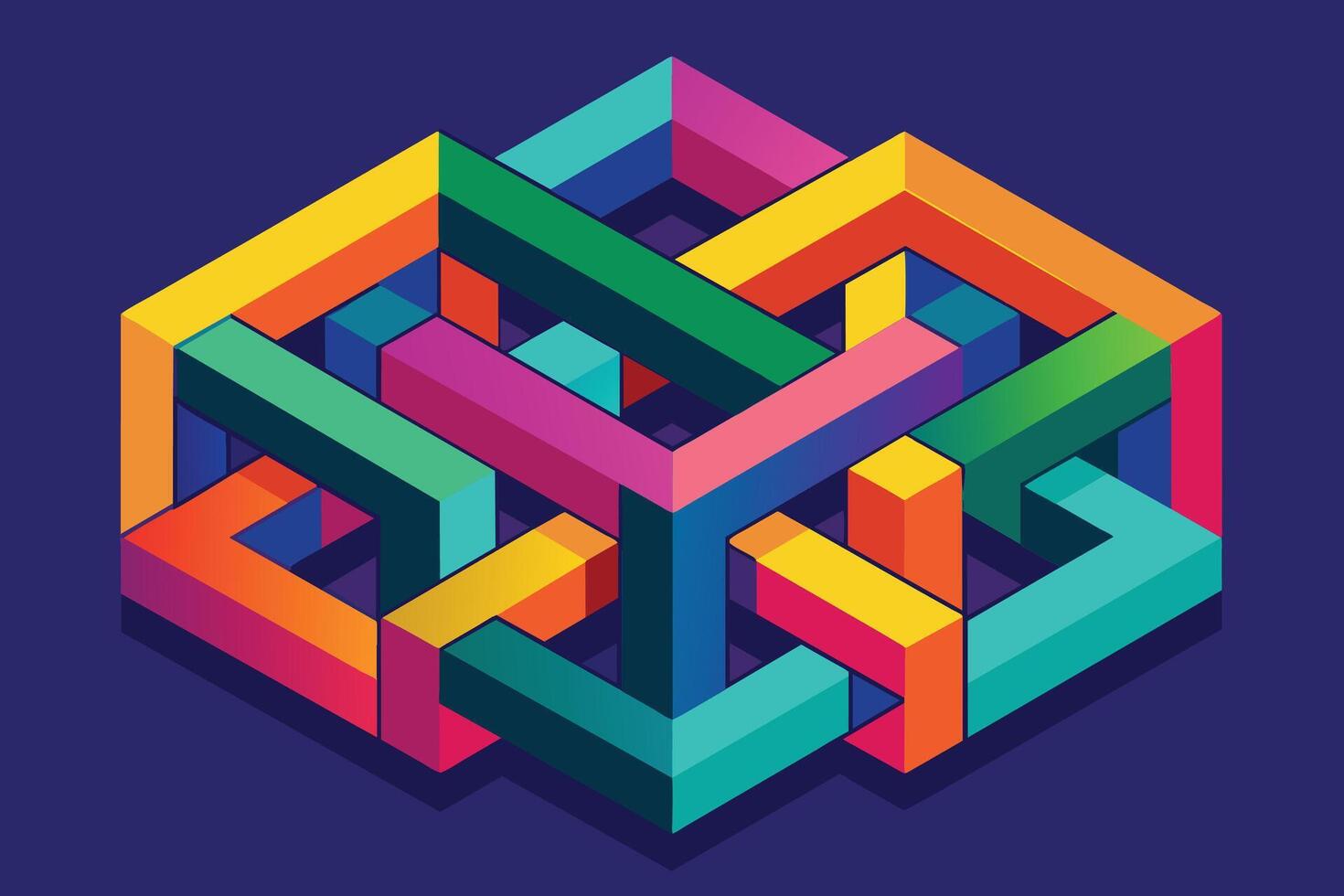A colorful geometric design with a square in the middle vector