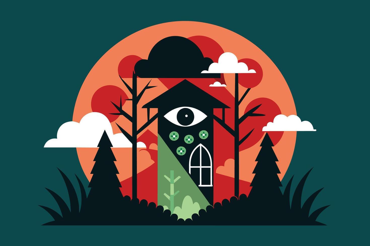 Negative space design incorporating hidden imagery vector