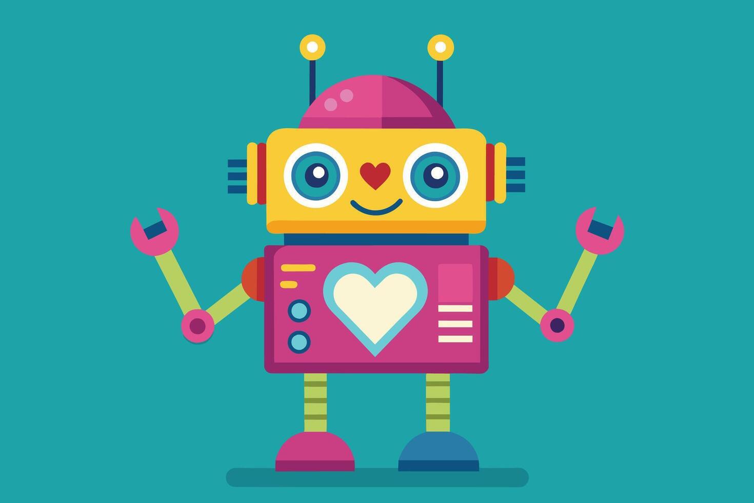 Cute robot with heart illustration vector