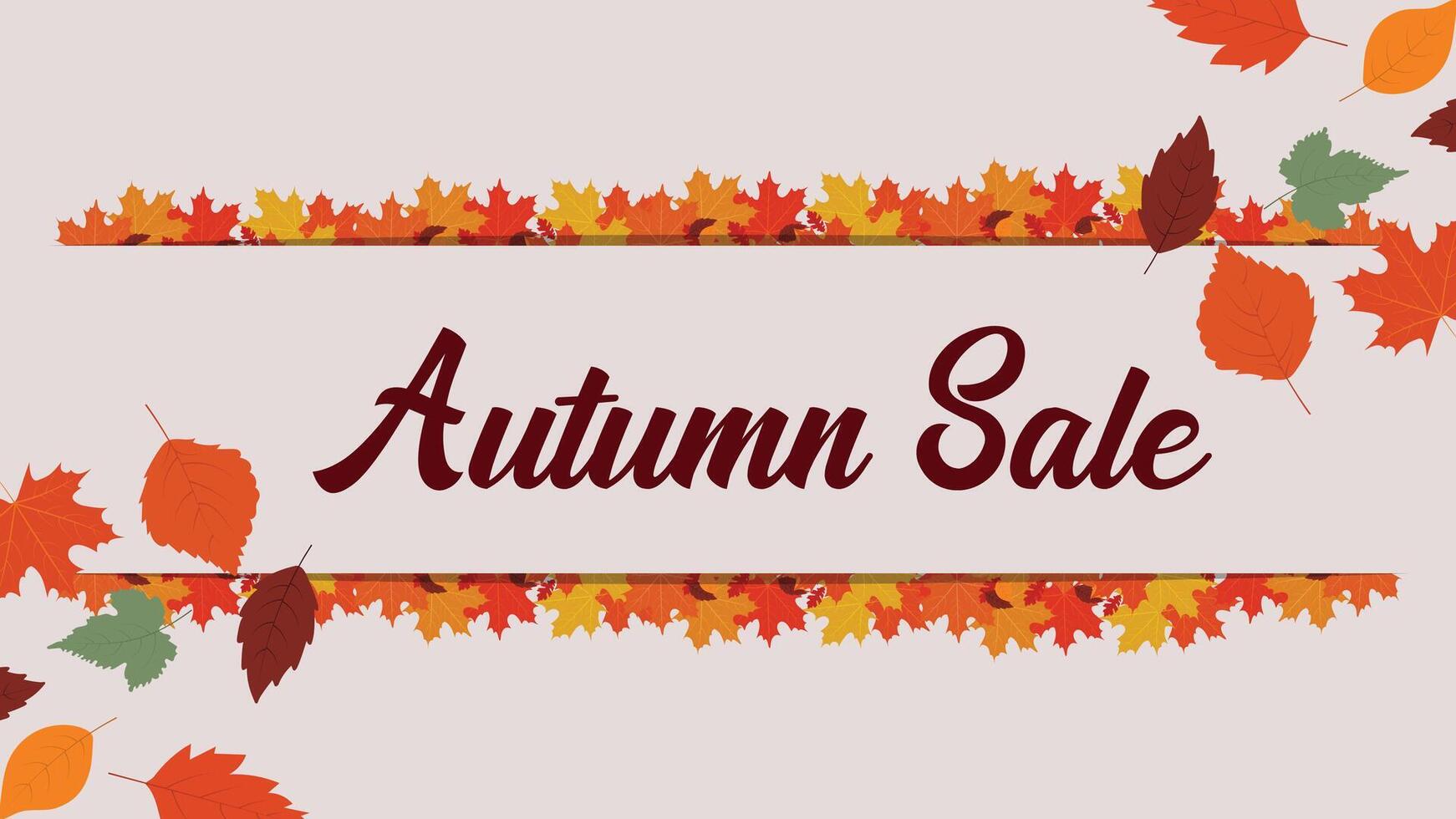 Autumn Sale Banner with Horizontal Leaves Border and Simple Text, Perfect for Clean Seasonal Designs vector