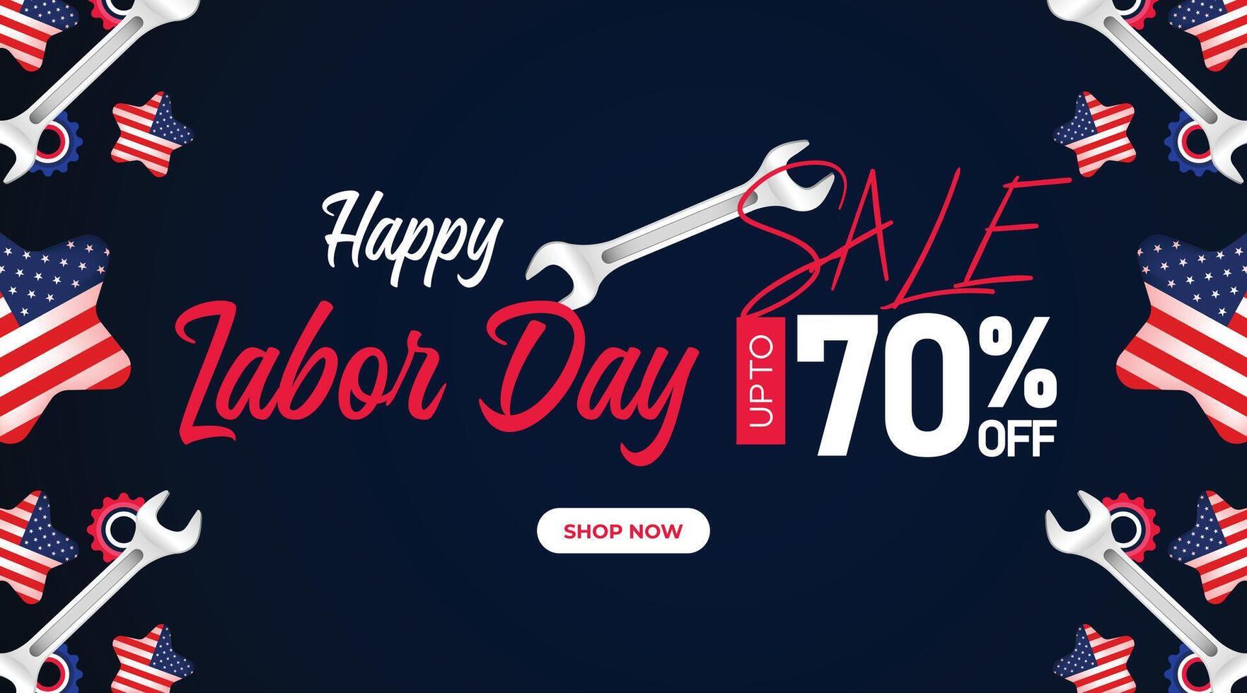 Celebrate Labor Day with a bold sale banner featuring red, white, and blue typography. Great for digital marketing vector