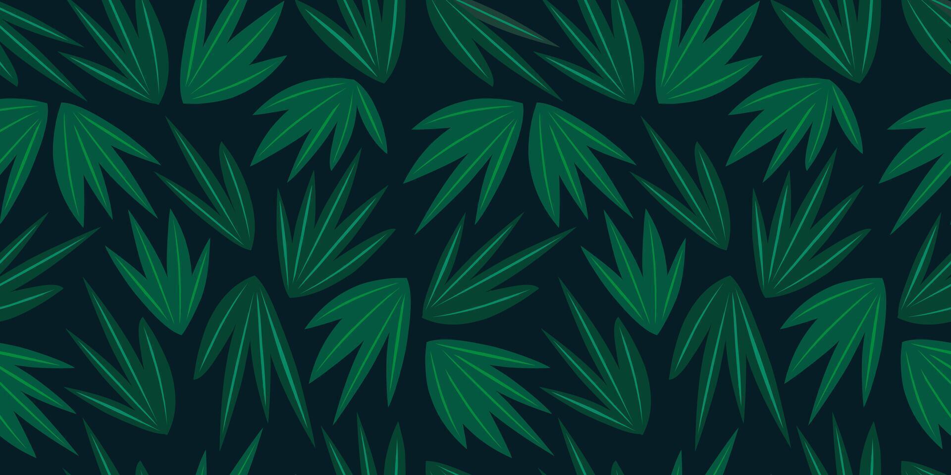 Green tropics leaves seamless pattern illustration. Botanical foliage palm ornament. Greenery background design for textile, fabric, packaging, wallpaper. vector