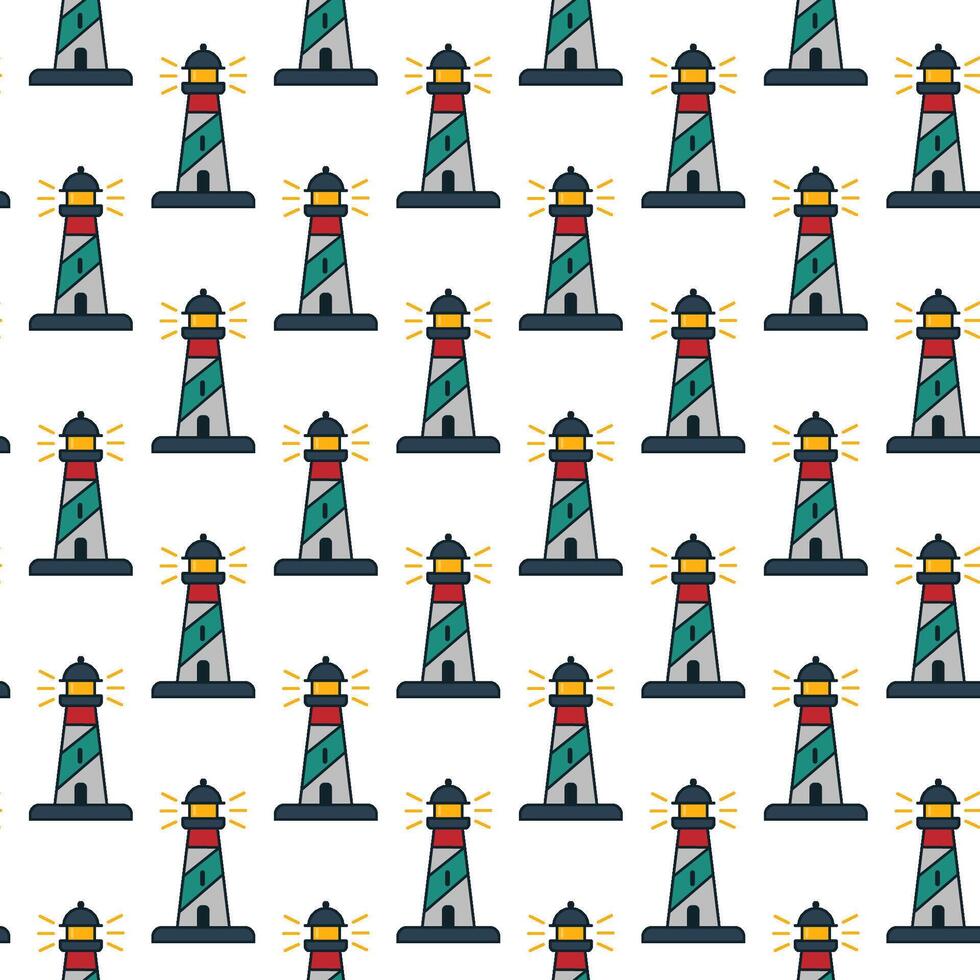 Colorful lighthouse pattern fills the background vector