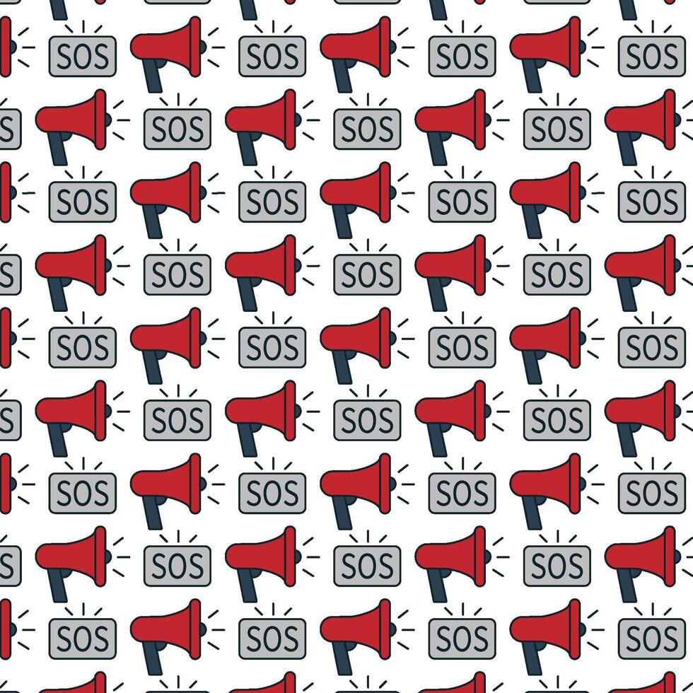 Repeated SOS signals on a patterned background vector