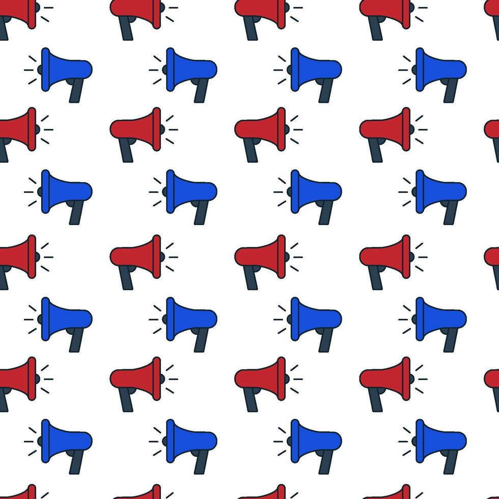 Colorful megaphones in a repeating pattern layout vector