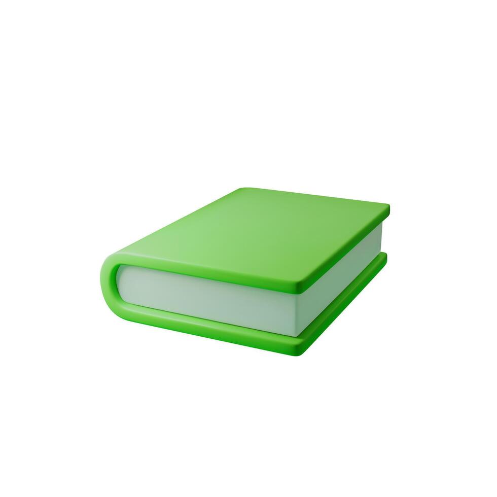 3d Open green book illustration, perfect for education, literature, and knowledge-themed designs. Ideal for publishing, academic presentations, and creative projects. vector
