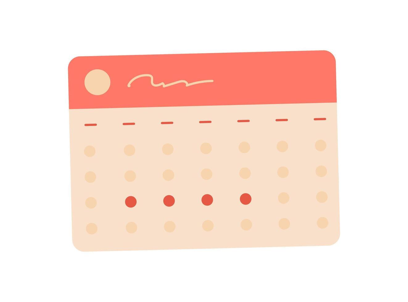 Digital calendar interface on a mobile app. Simple mobile application for planning and scheduling. User smartphone screen layout, flat design, technology concept, potential for online usage. vector