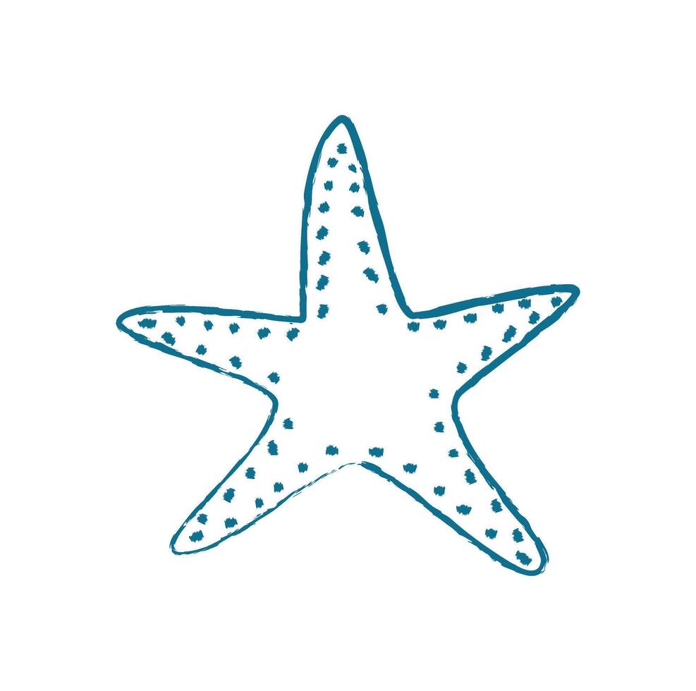 Starfish silhouette doodle. Flat marine creature design. Undersea context, ocean graphic style, ideal for summer projects. vector