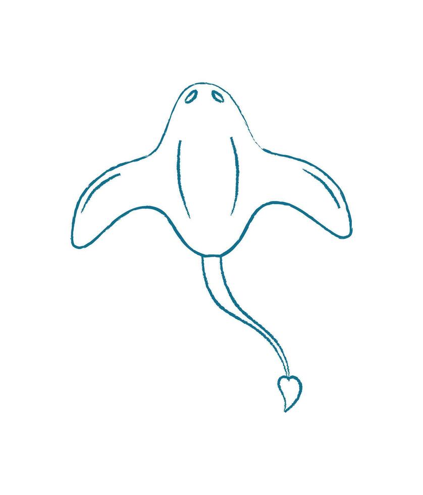 Chalk silhouette jellyfish creature. Underwater marine life swimming in the ocean. Aquatic creature, graphic style, perfect for summer designs, stickers, or educational materials. vector
