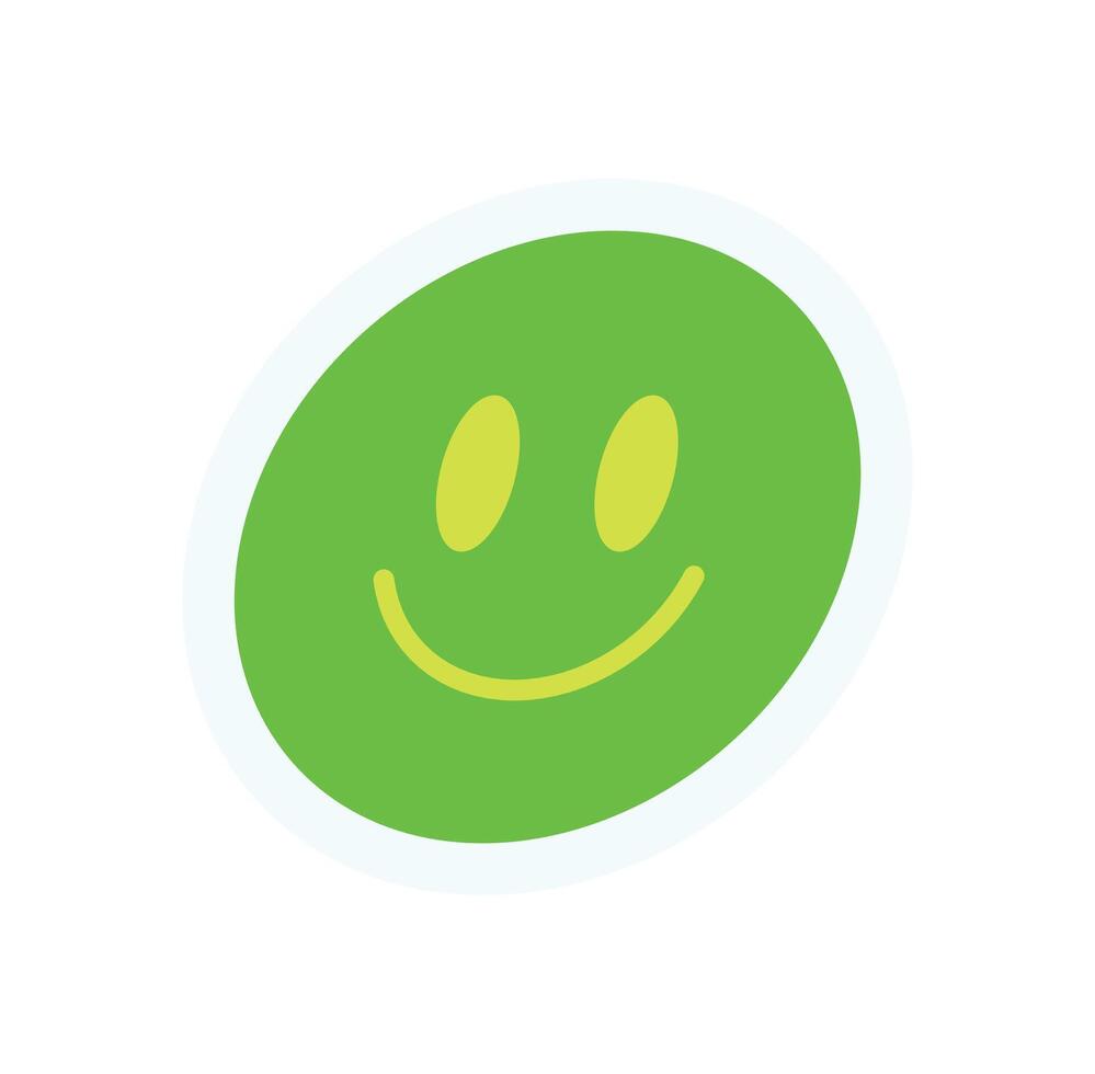 Y2K smile emoji sticker. Cute smile character symbol. Fun retro element, modern flat style, perfect for decoration and nostalgic collection. vector