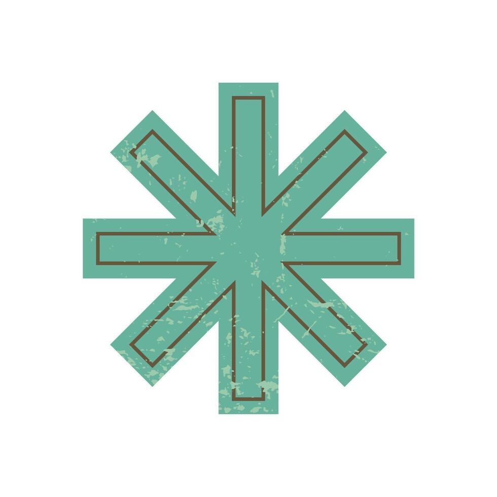 Brutalist abstract star icon. Bold geometric shape element. Modern flat design with grunge texture, y2k style, suitable for contemporary art projects and graphic applications. vector