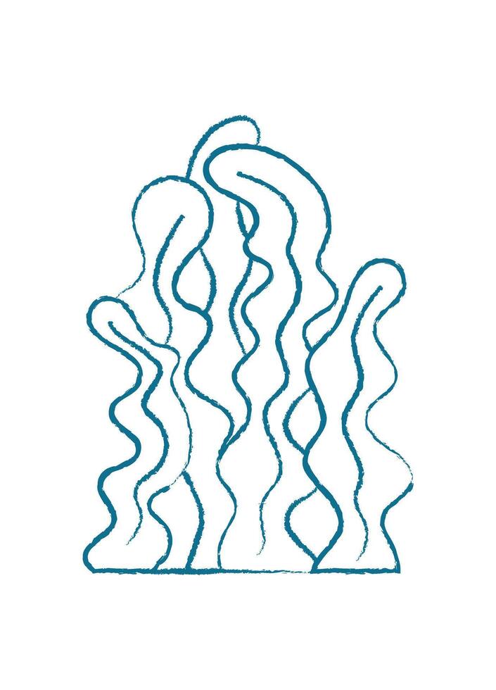 Aquatic seaweed plant. Underwater flora, a unique representation of marine life. Vibrant sketch style, flat texture, suitable for backgrounds, posters, or educational materials. vector