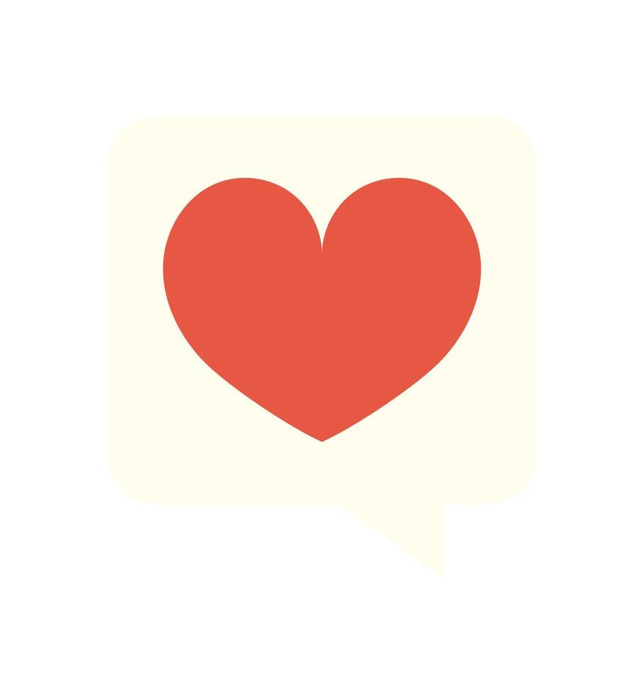 Heart emoji located in a social bubble. A vibrant character symbolizing communication in digital media. This cute message icon shows emotions and connectivity. Perfect for social media contexts, vector