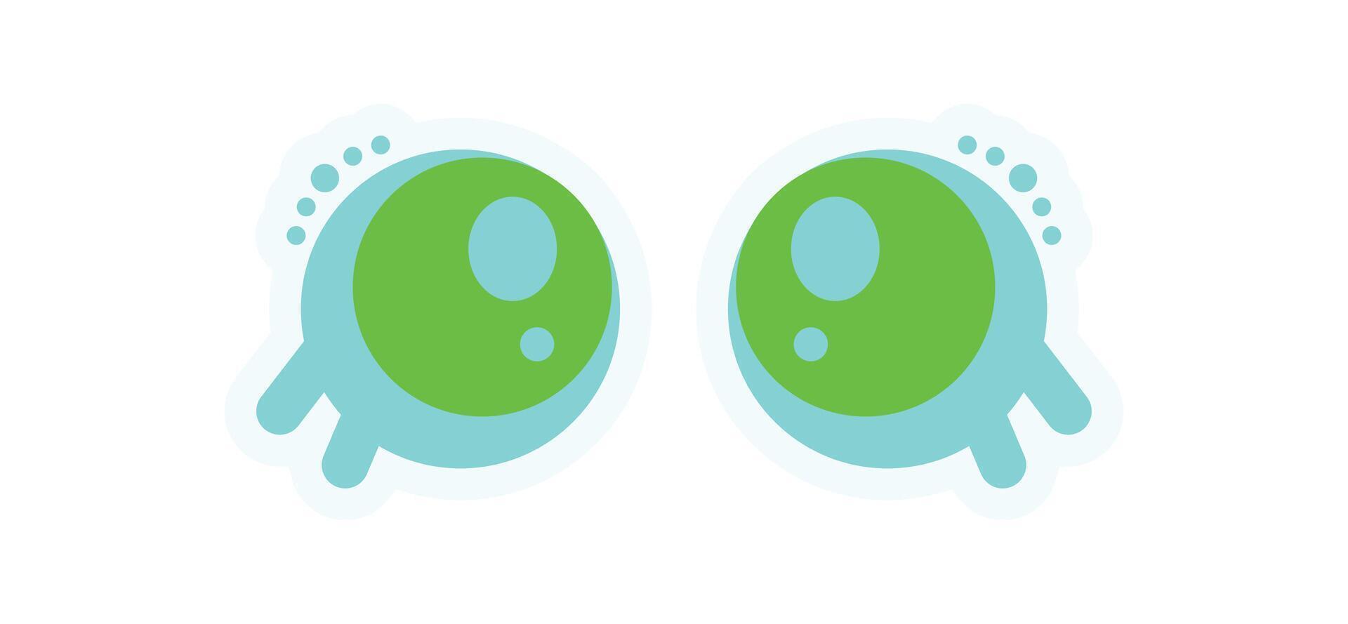 Y2K cute eyes sticker. Playful cartoon expression with abstract symbol. Retro design element, geometric shape, trendy decoration. Ideal for streetwear, badges, and posters. vector