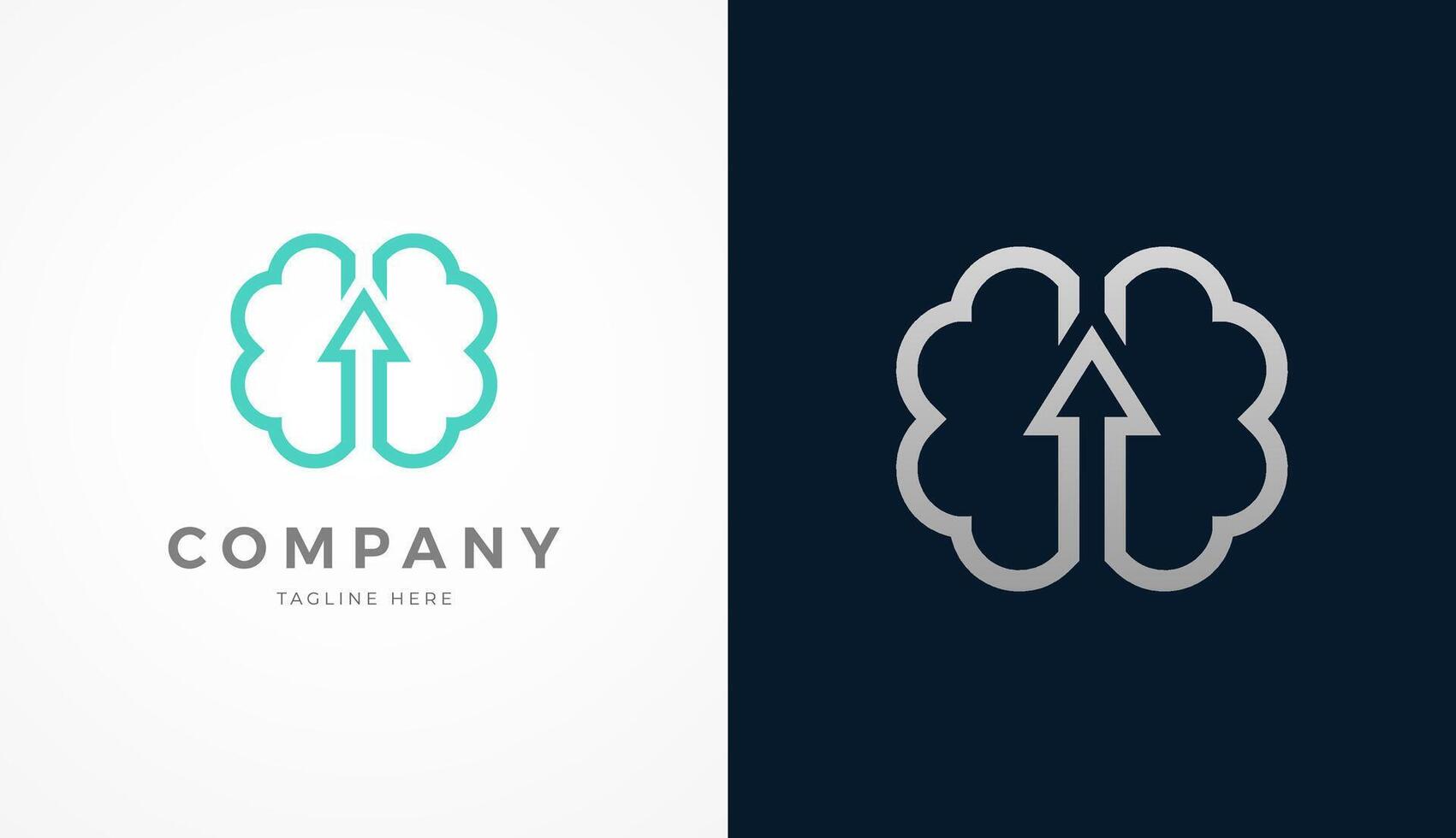 Brain Logo, Brain with Arrow Up combination with two style color, usable for brand and company logos vector