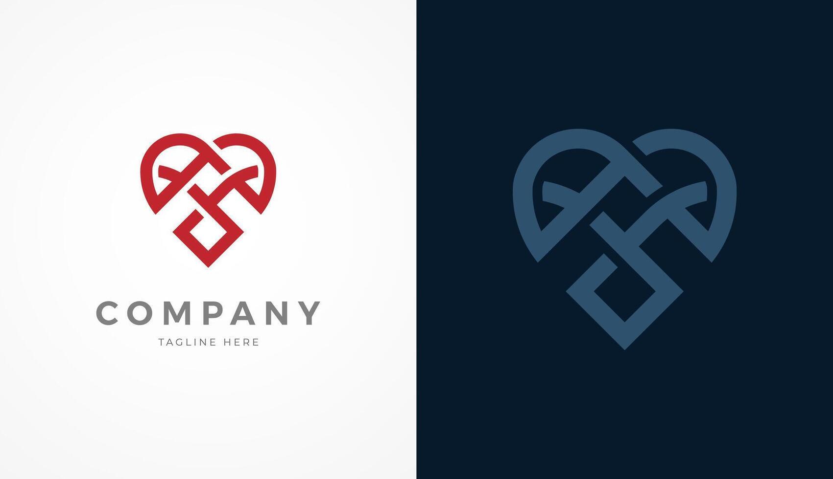 Heart Logo, Abstract Letter A with love icon combination in knot style with two color variation, usable for brand and company logos vector