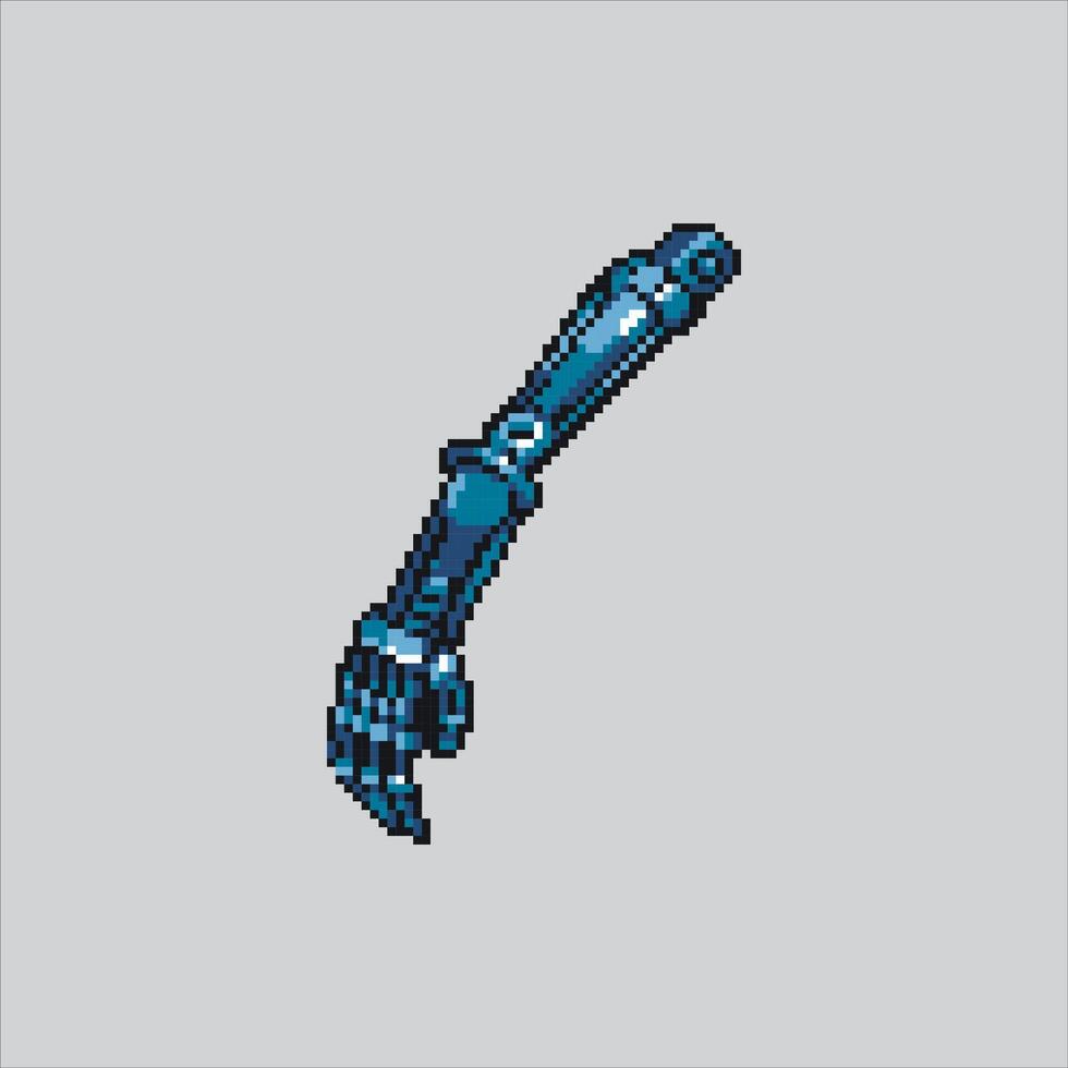 Pixel art illustration Metal Arm. Pixelated Futuristic Arm. Futuristic Robotic Metal Arm Icon pixelated for the pixel art game and icon for website and game. old school retro. vector